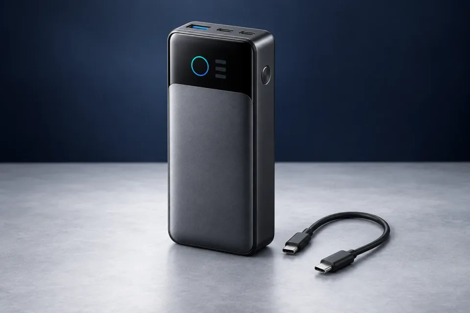 AI-generated editorial illustration of Anker 737 Power Bank (PowerCore 24K); approximate appearance, not a product photograph