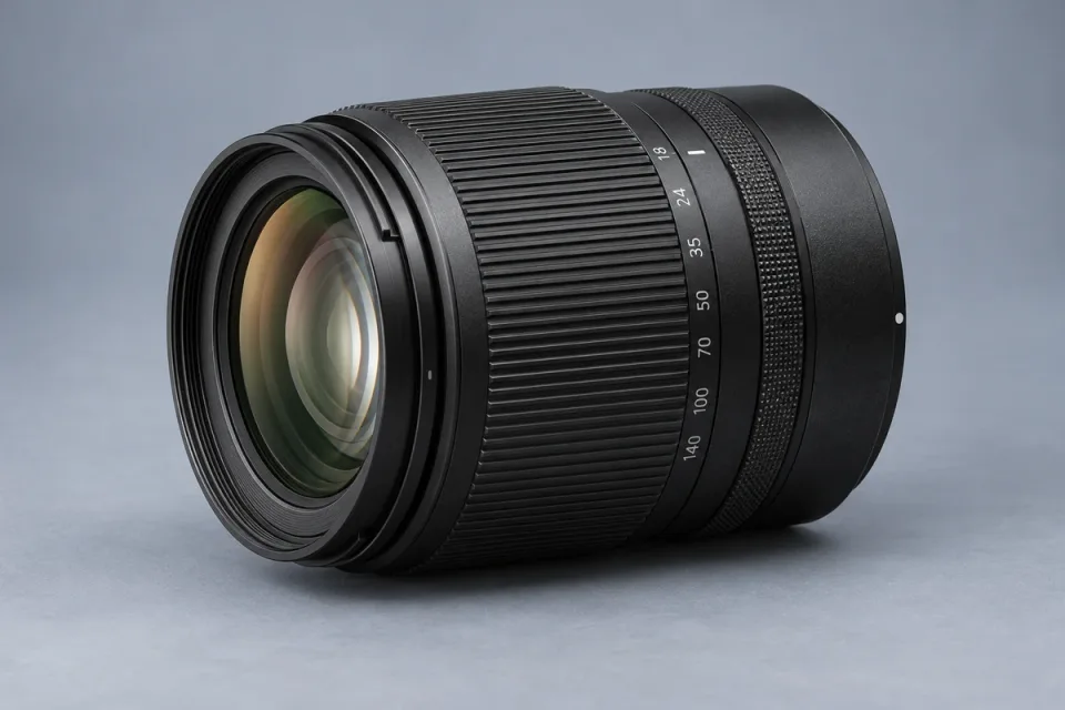 AI-generated conceptual illustration for Nikon NIKKOR Z DX 18-140mm f/3.5-6.3 VR; appearance may differ from the actual product