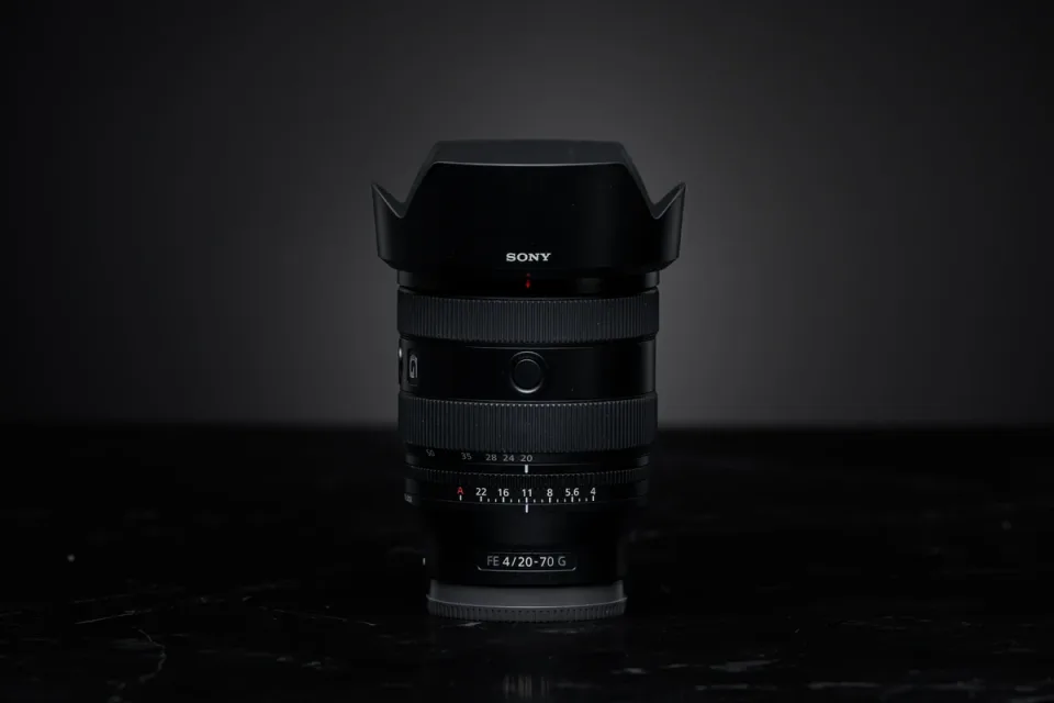 Sony FE 20-70mm F4 G SEL2070G photographed with its lens hood