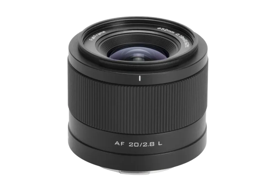 Official Viltrox photograph of the AF 20mm F2.8 Air lens with L-Mount barrel marking