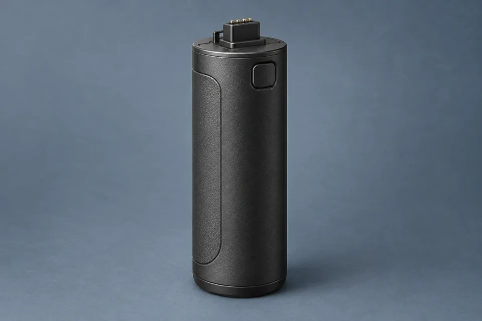 AI-generated conceptual illustration for SmallRig 5,000 mAh Battery Handle for Pocket 4P/4/3/Xtra Muse; appearance may differ from the actual product
