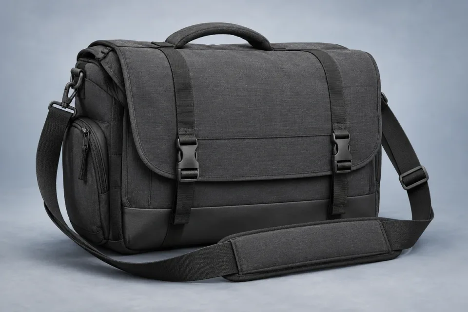 AI-generated conceptual illustration for Tenba DNA v2 Shoulder Bag 16 Pro; appearance may differ from the actual product