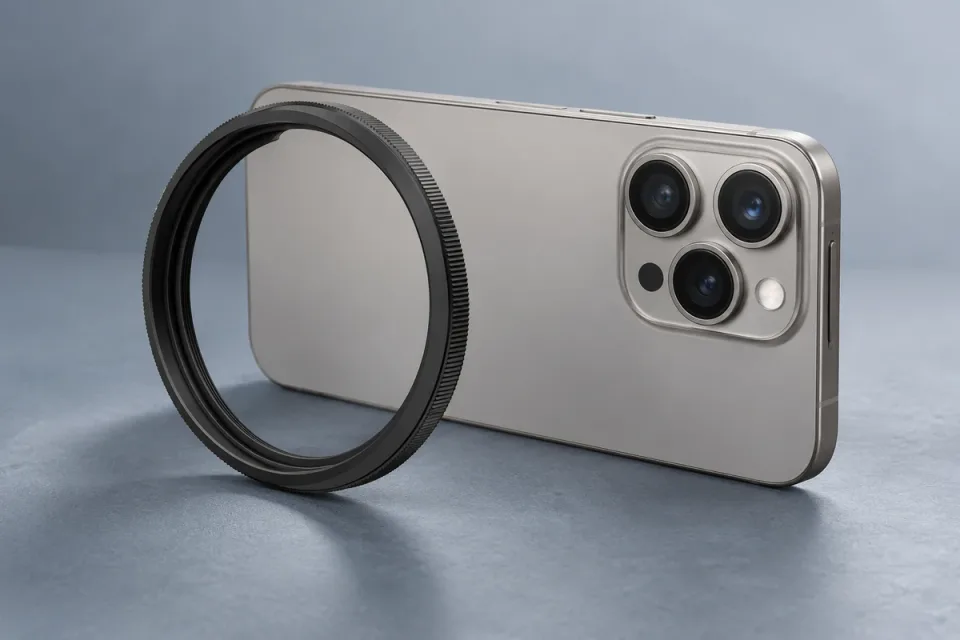 AI-generated conceptual illustration for SmallRig 67mm Threaded Filter Adapter for iPhone 18 Pro Max 6907; appearance may differ from the actual product