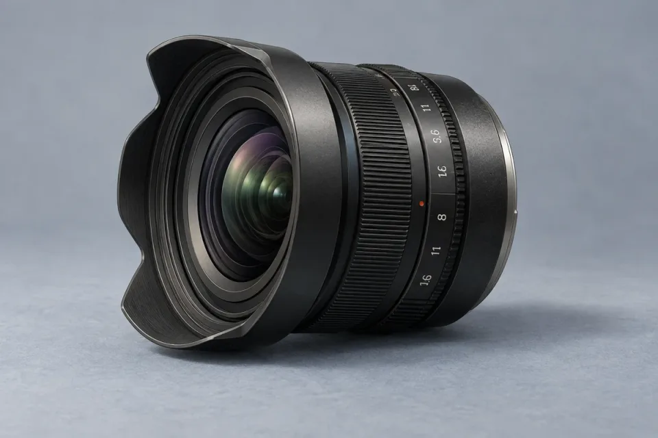 AI-generated conceptual illustration for Multiple brands Manual-aperture rectilinear MFT wide-angle prime; appearance may differ from the actual product
