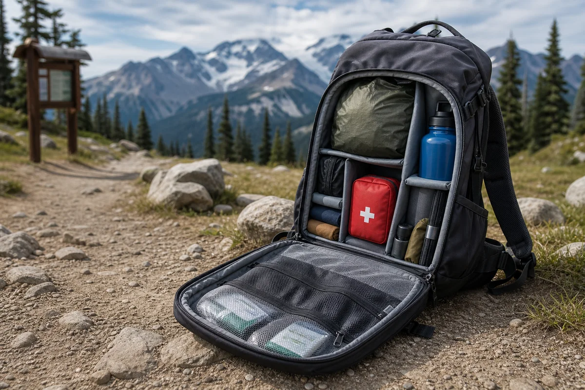 Editorial illustration for Best Camera Backpacks for Hiking