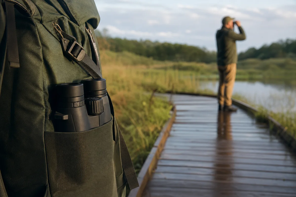 Editorial illustration for Best Compact Binoculars for Birding