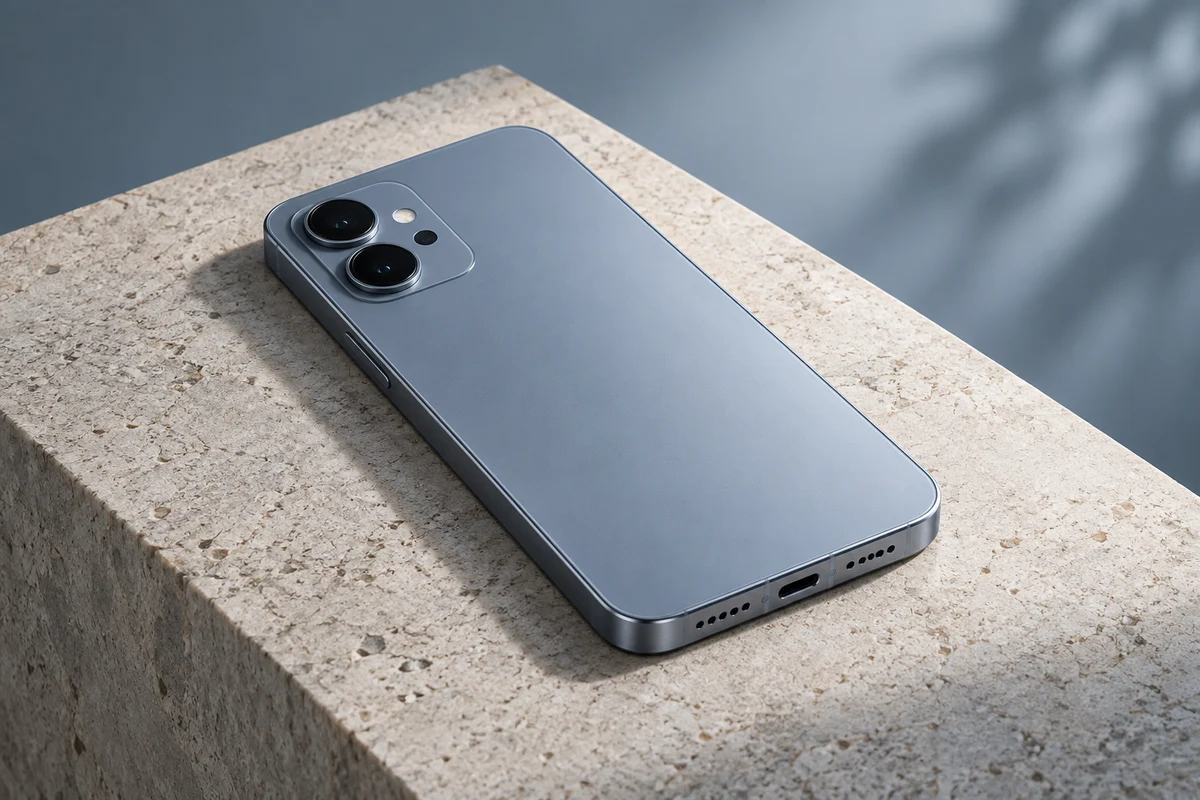 AI-generated editorial illustration of a generic unbranded phone on a stone plinth, not any recommended model.