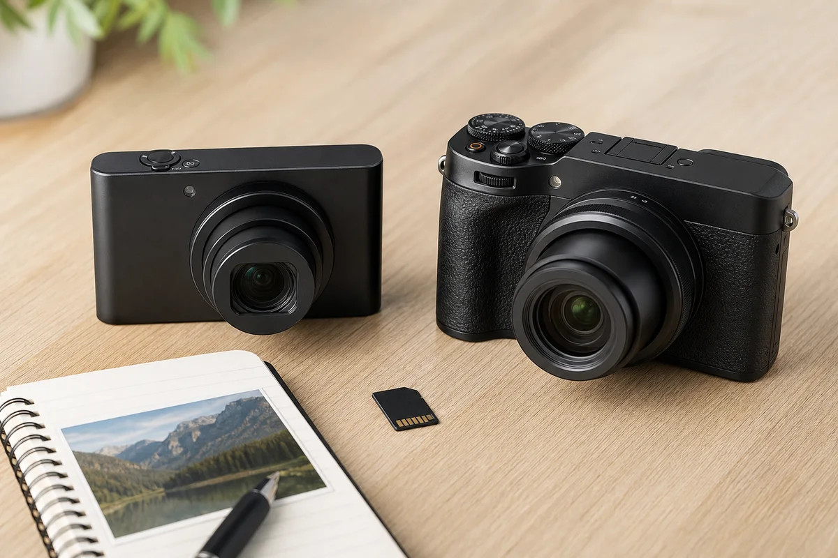 Editorial illustration for Canon EOS R100 vs EOS R50: Which Beginner Camera?