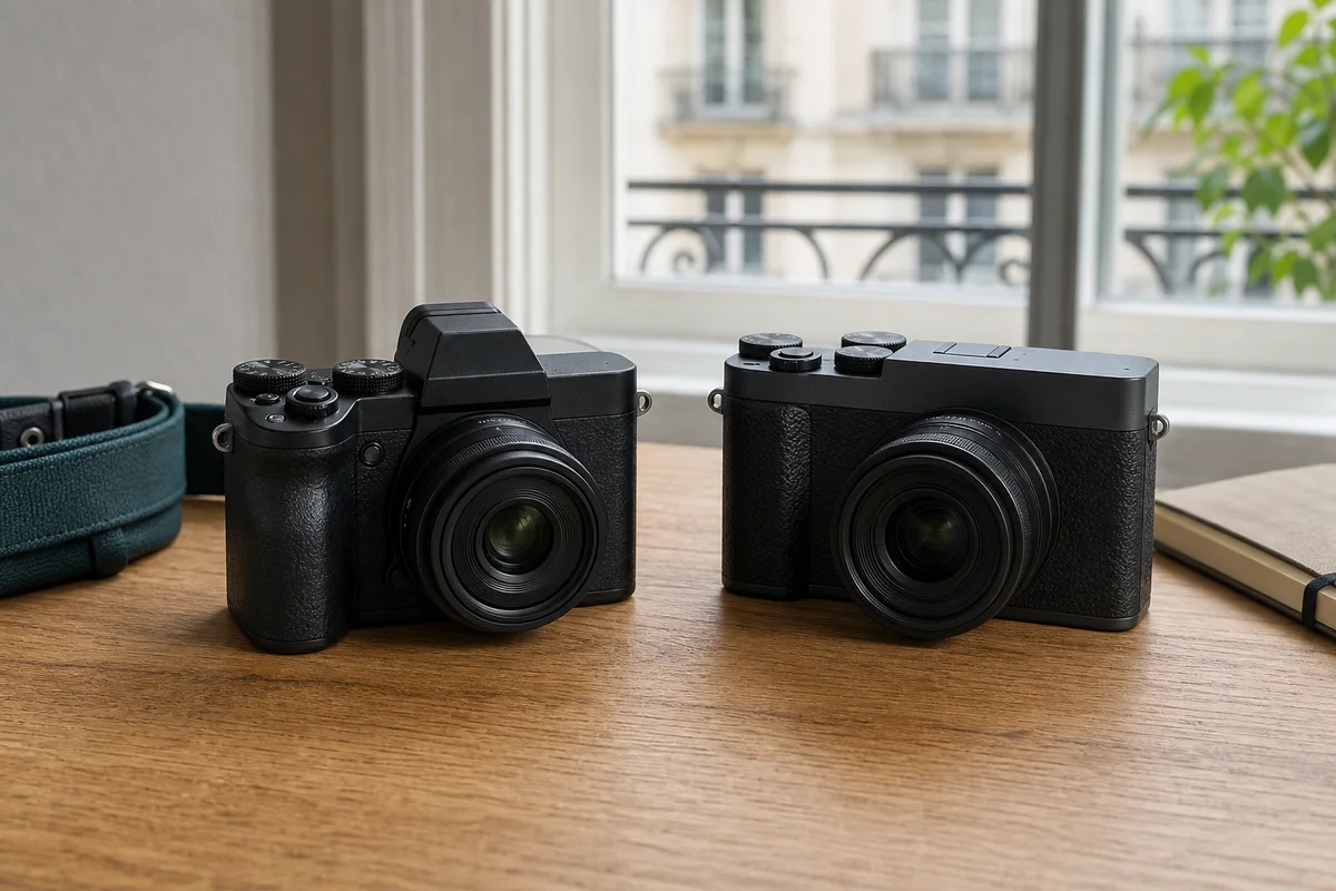 Two distinct unbranded compact camera styles compared side by side