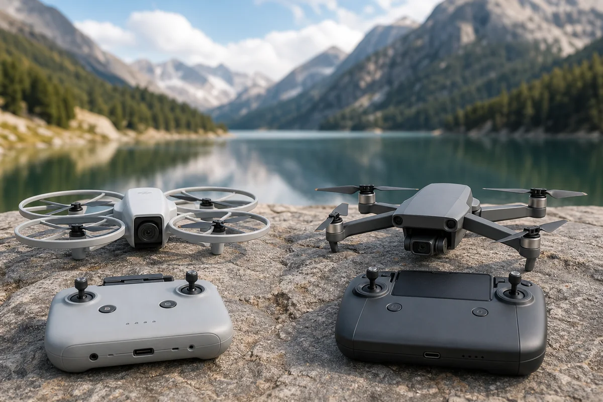 Editorial illustration for DJI Flip vs Mini 4 Pro for Travel