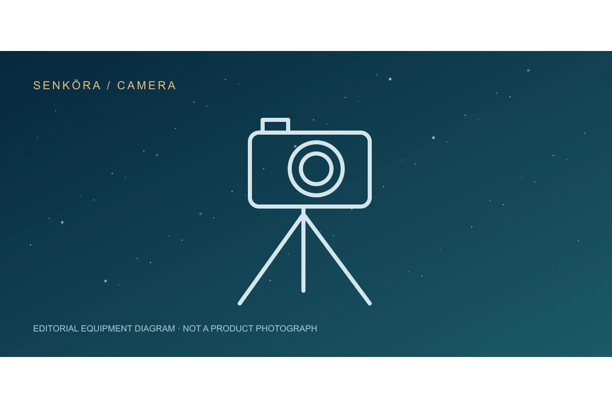 Original diagram of a camera on a tripod under a decorative star field, not a site photograph.