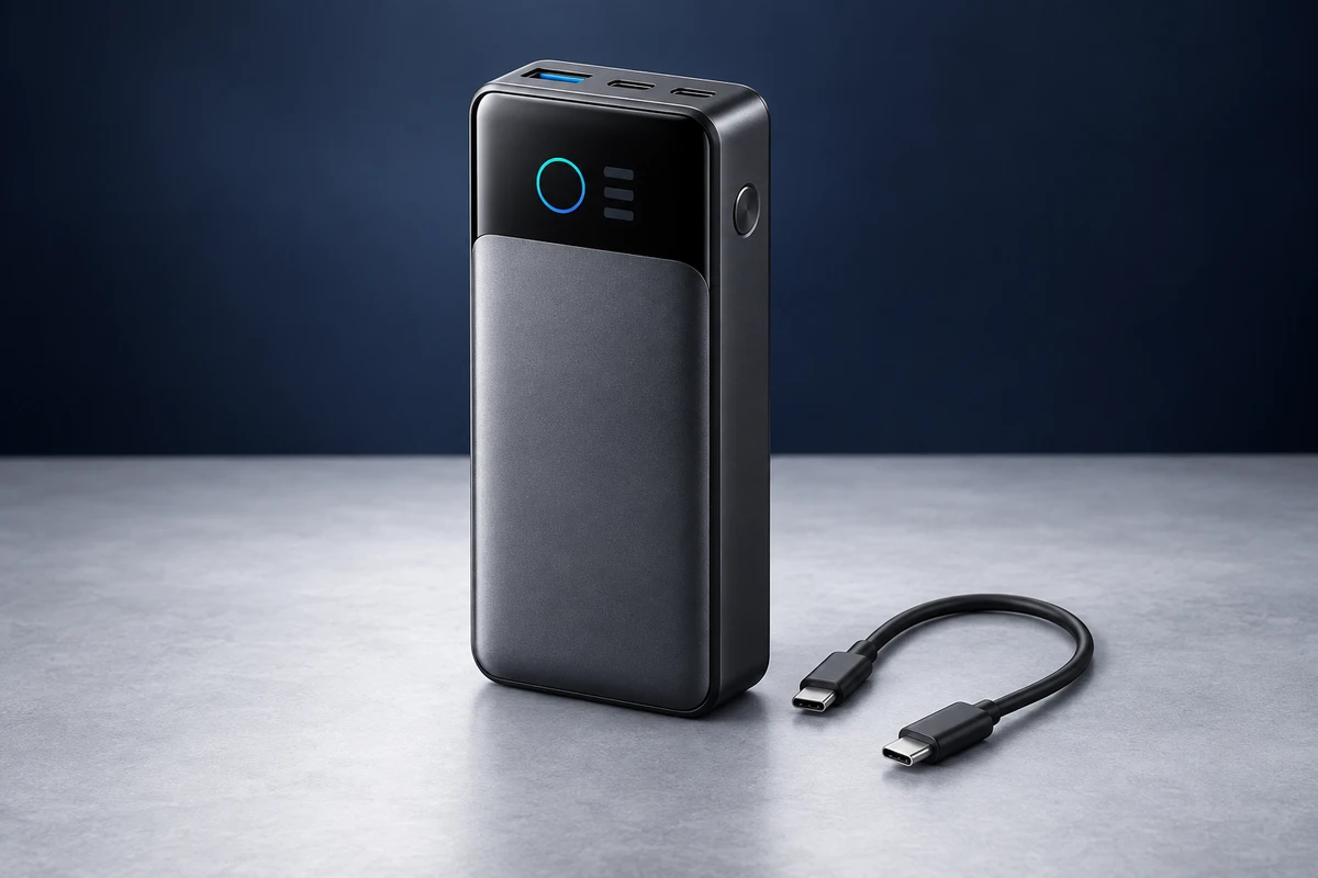 AI-generated editorial illustration of Anker 737 Power Bank (PowerCore 24K); approximate appearance, not a product photograph