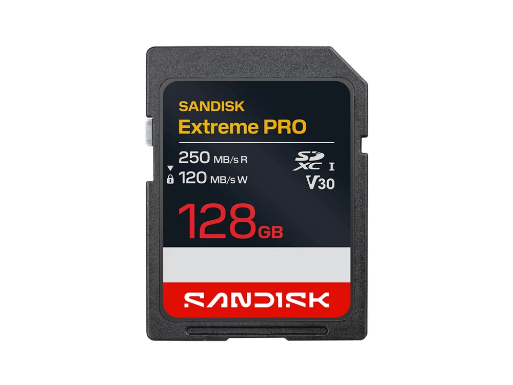 SanDisk product photograph of accessory sandisk extremepro sd128 v30