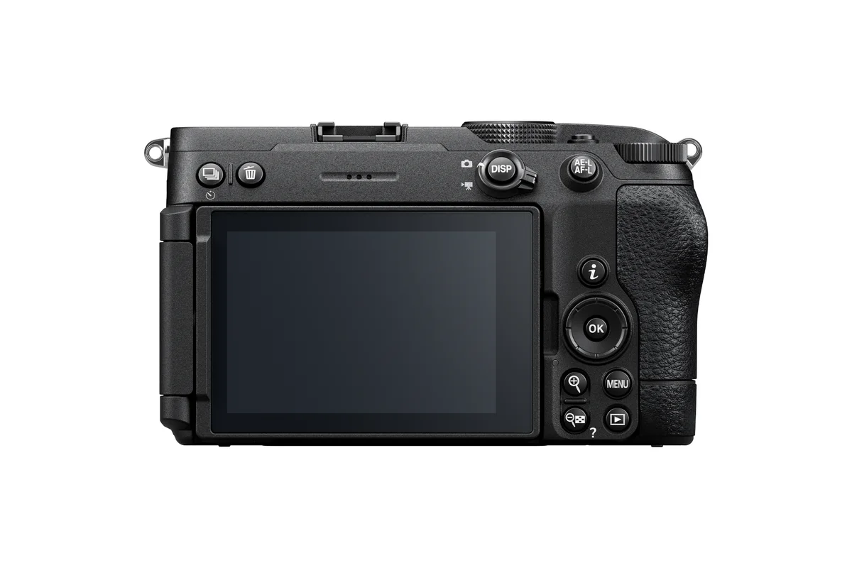 Official Nikon rear view of the black Z5IIC, showing its touchscreen and absence of an electronic viewfinder