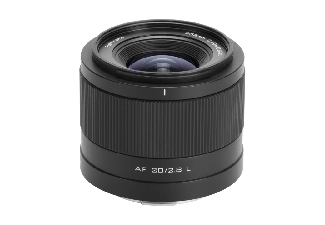 Official Viltrox photograph of the AF 20mm F2.8 Air lens with L-Mount barrel marking