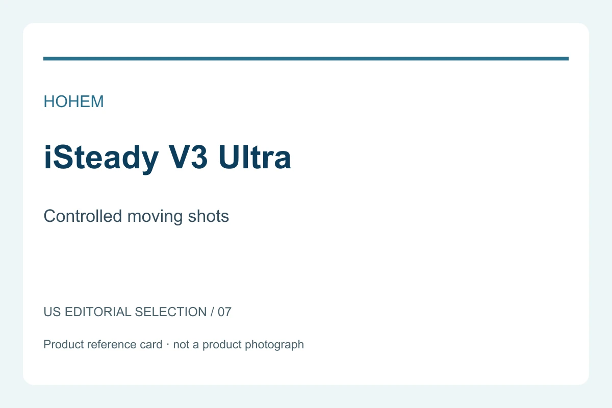Typographic reference card for Hohem iSteady V3 Ultra; not a product photograph