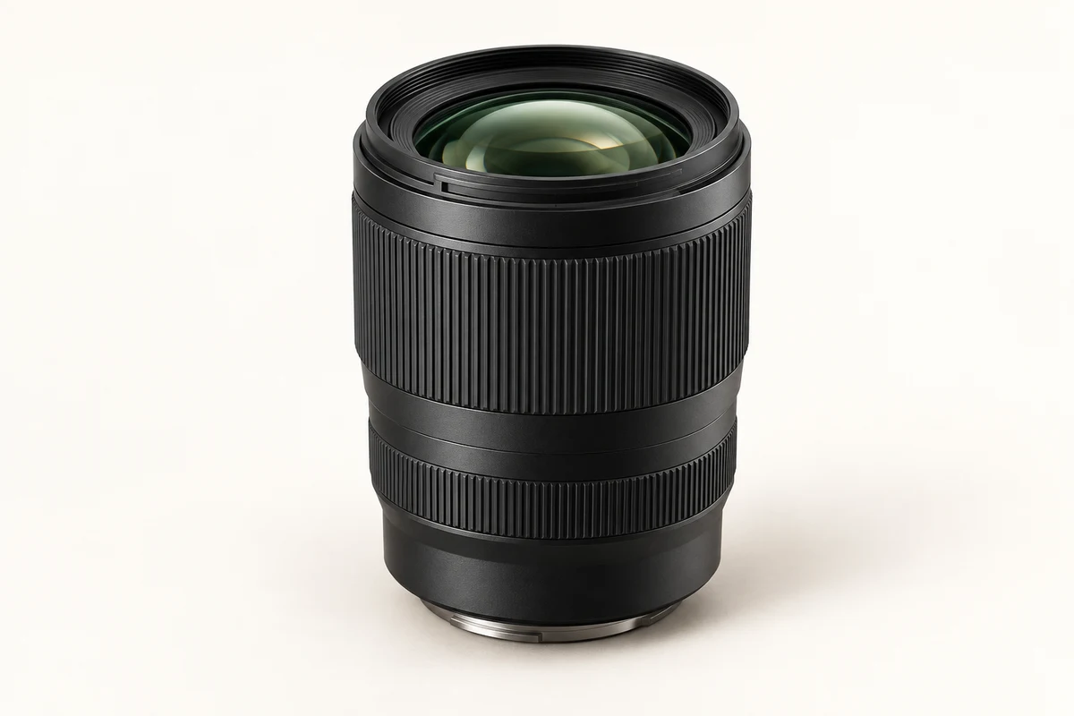 Conceptual illustration of an unbranded standard zoom lens, not an exact Sony product photograph