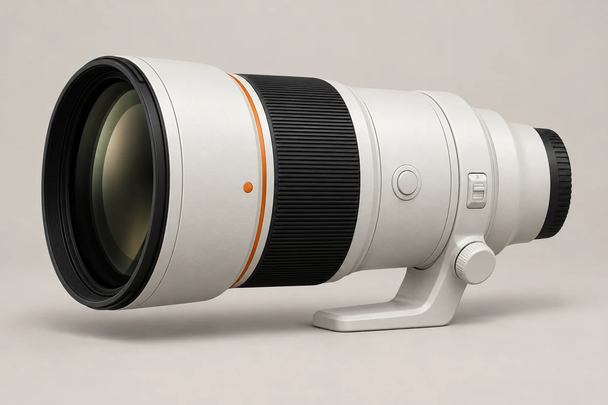 AI-generated conceptual illustration for Sony FE 400mm F4.5 GM OSS; approximate appearance, not a product photograph