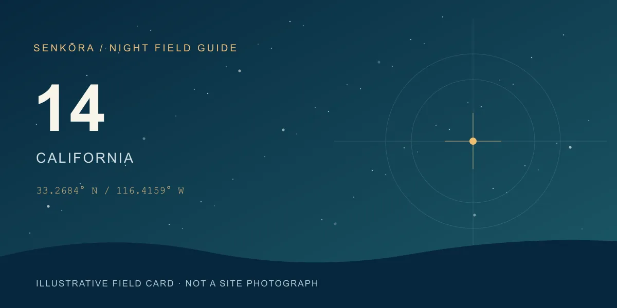 Illustrative night-sky field card for Anza-Borrego Desert State Park; not a photograph of the site.