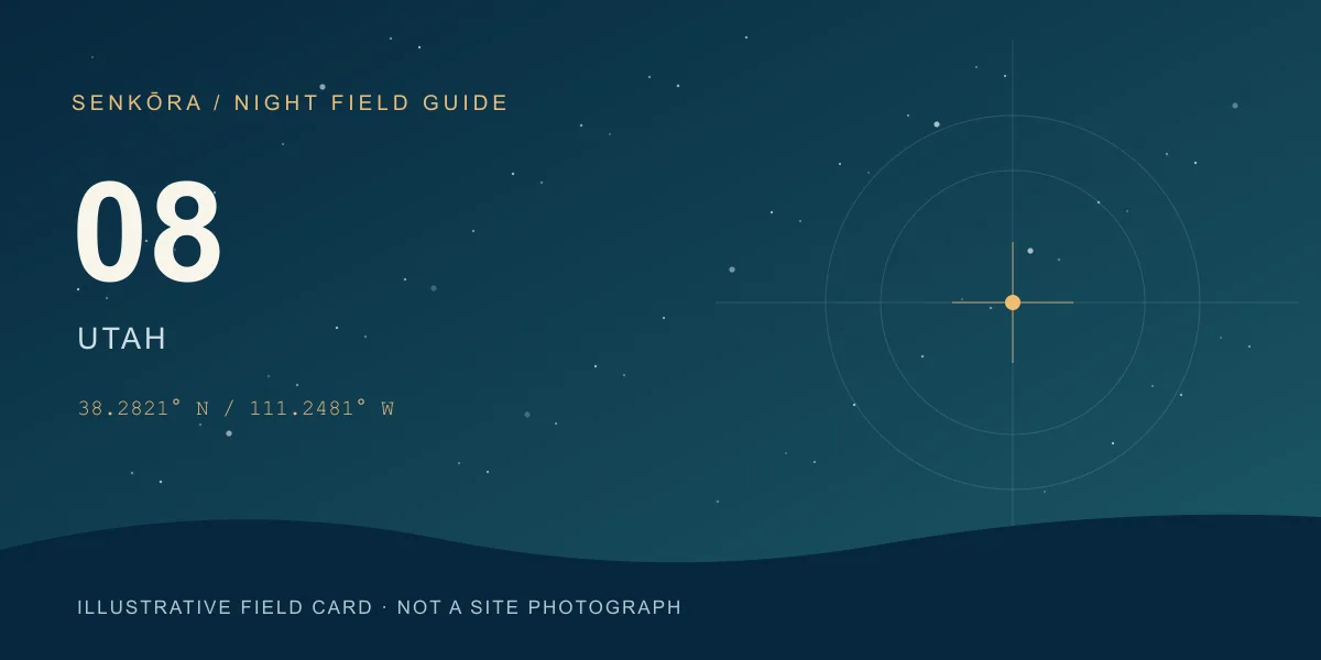 Illustrative night-sky field card for Capitol Reef National Park; not a photograph of the site.