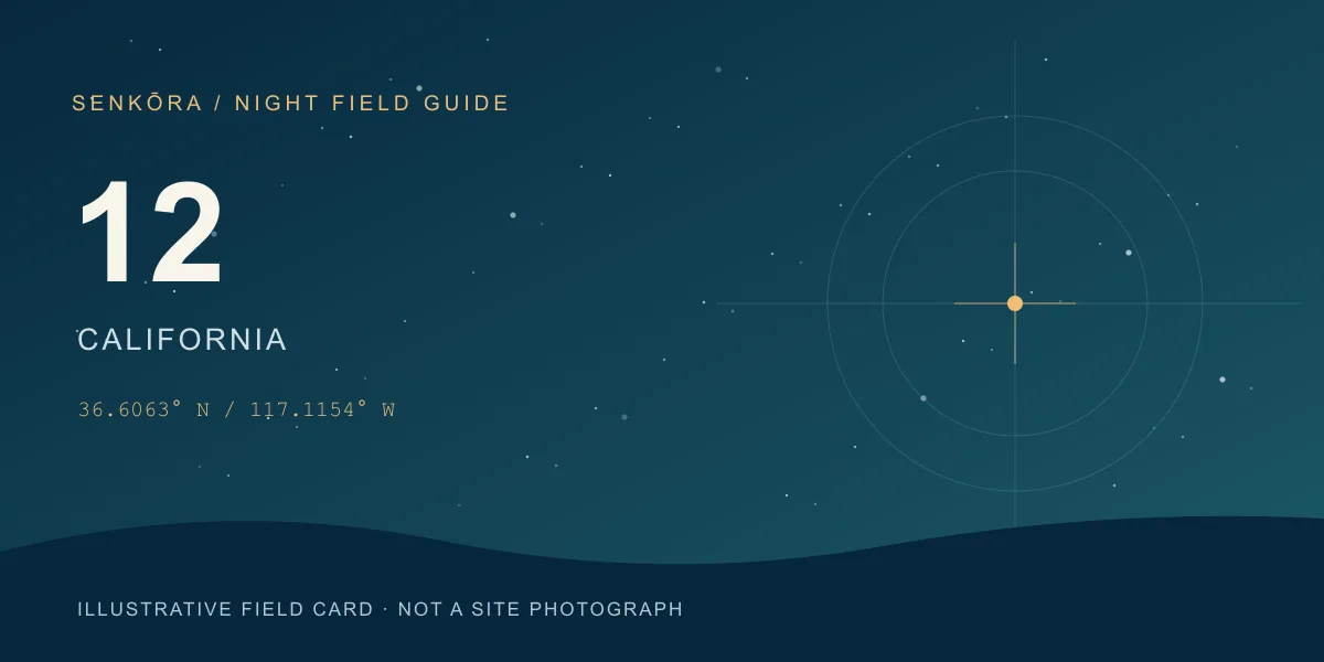 Illustrative night-sky field card for Death Valley National Park; not a photograph of the site.