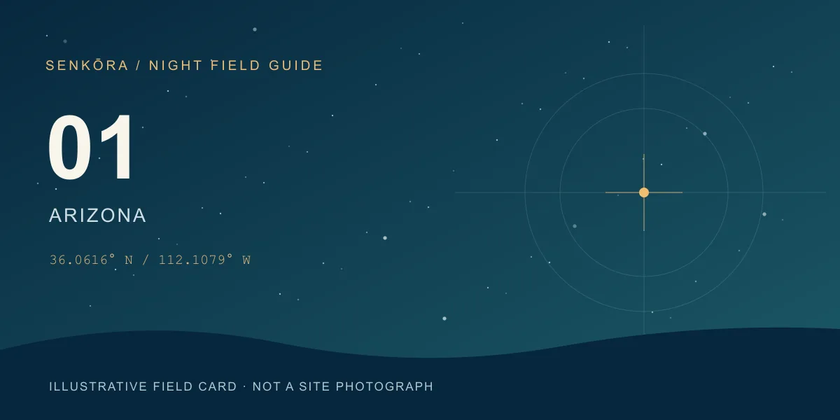 Illustrative night-sky field card for Grand Canyon National Park; not a photograph of the site.