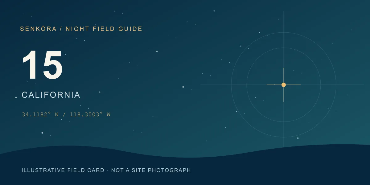 Illustrative night-sky field card for Griffith Observatory; not a photograph of the site.