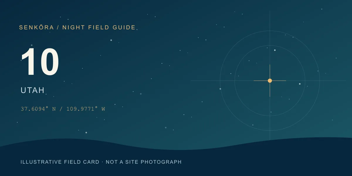 Illustrative night-sky field card for Natural Bridges National Monument; not a photograph of the site.