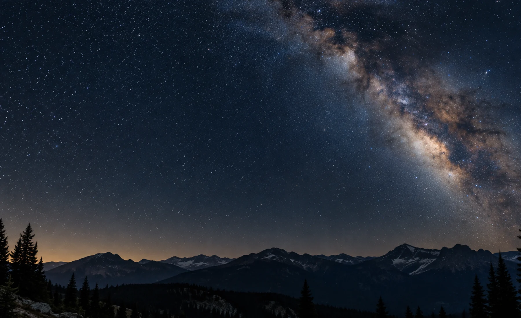 AI-created night-sky landscape with the Milky Way above mountains; an atmospheric illustration, not a photograph of a listed place.