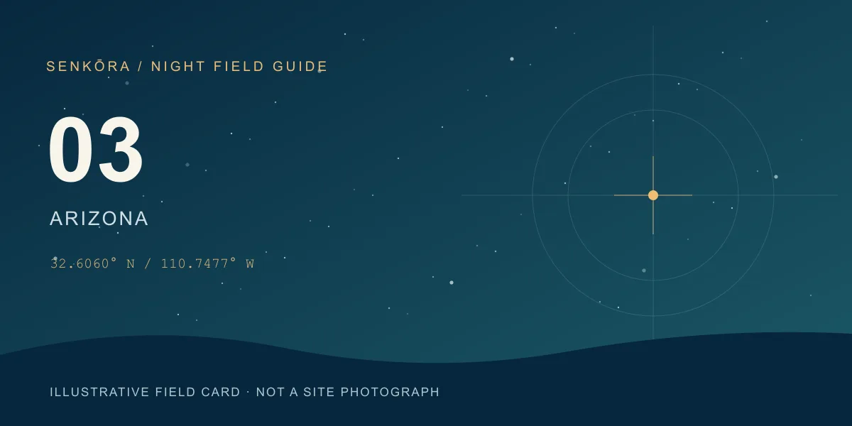 Illustrative night-sky field card for Oracle State Park; not a photograph of the site.
